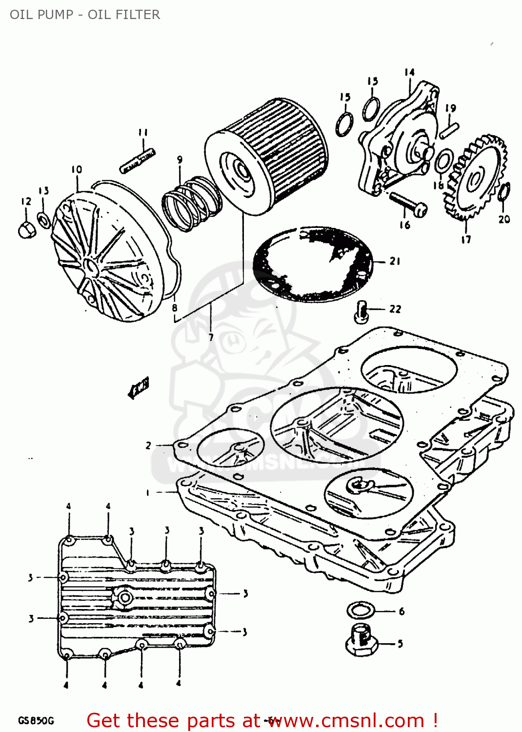 OIL PUMP - OIL FILTER GS850 1986 (G) GENERAL EXPORT (E01)