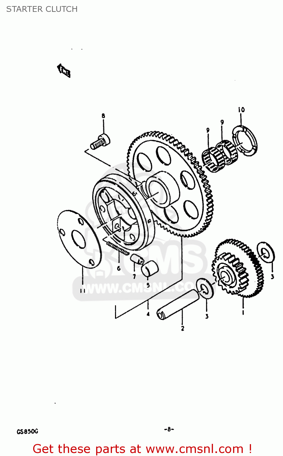 STARTER CLUTCH GS850 1986 (G) GENERAL EXPORT (E01)