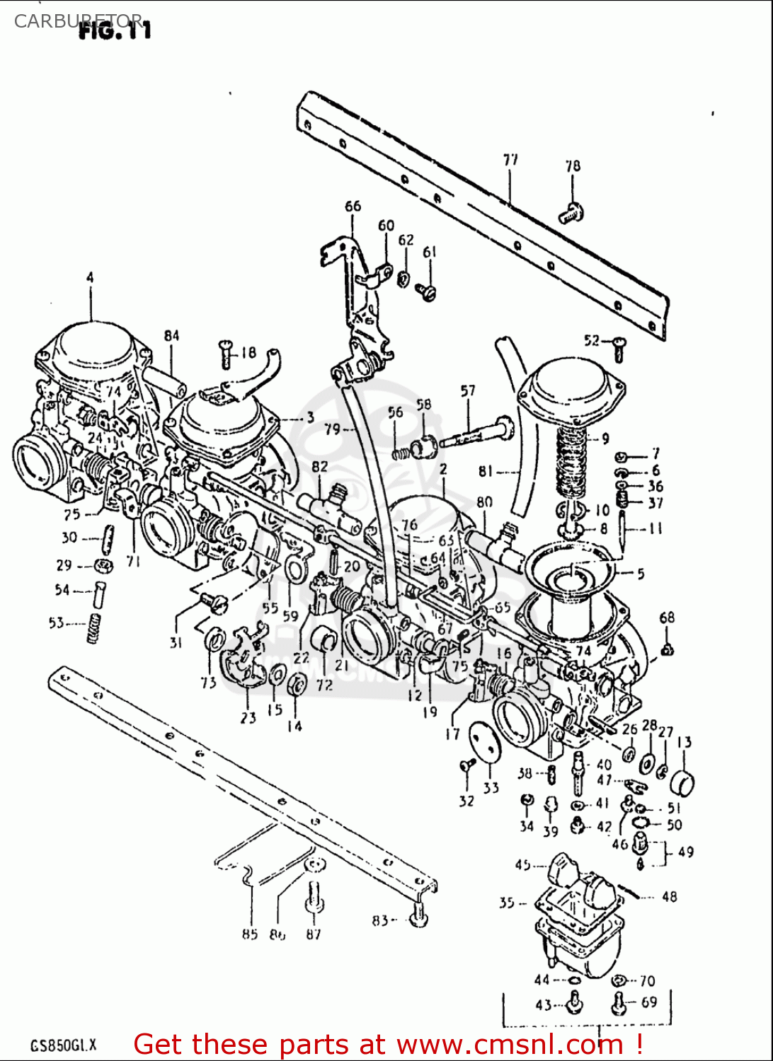 Suzuki Gs850 Gl 1980-1981 (usa) Carburetor - schematic partsfiche