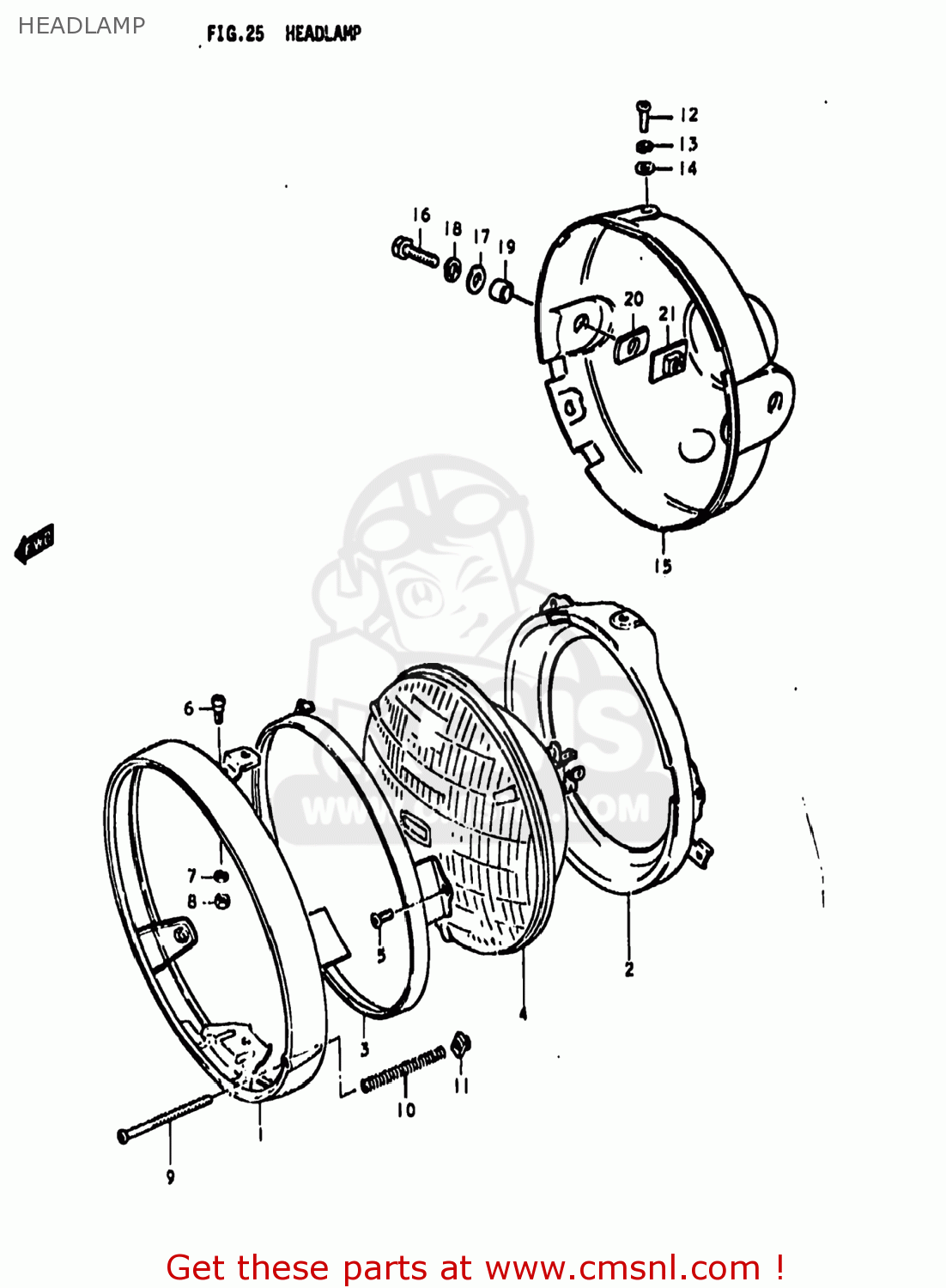 HEADLAMP GS850G 1979 (N) USA (E03)