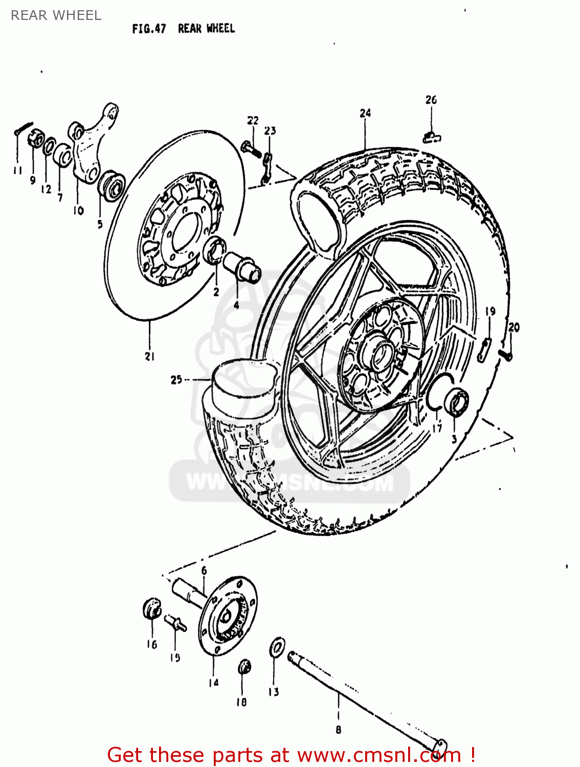 REAR WHEEL GS850G 1979 (N) USA (E03)
