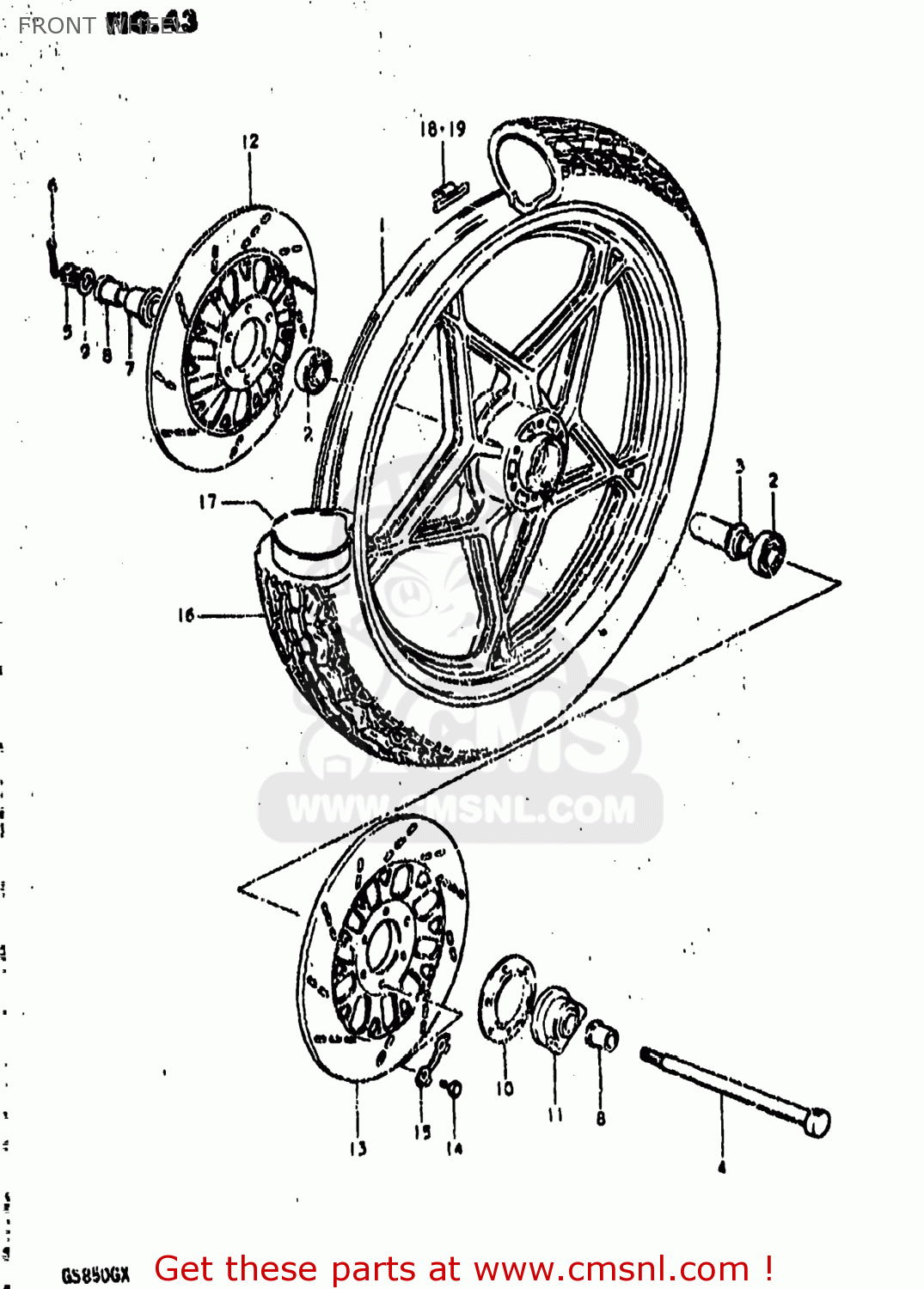 FRONT WHEEL GS850G 1980 (T) USA (E03)