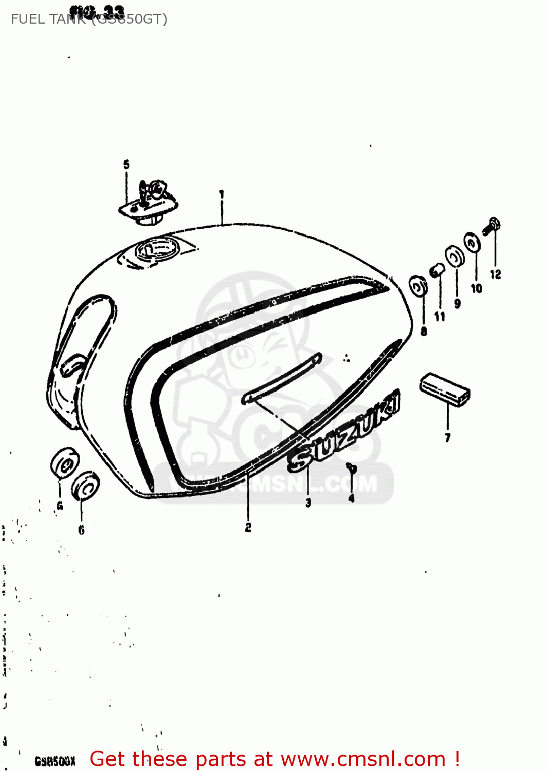 FUEL TANK (GS850GT) GS850G 1980 (T) USA (E03)