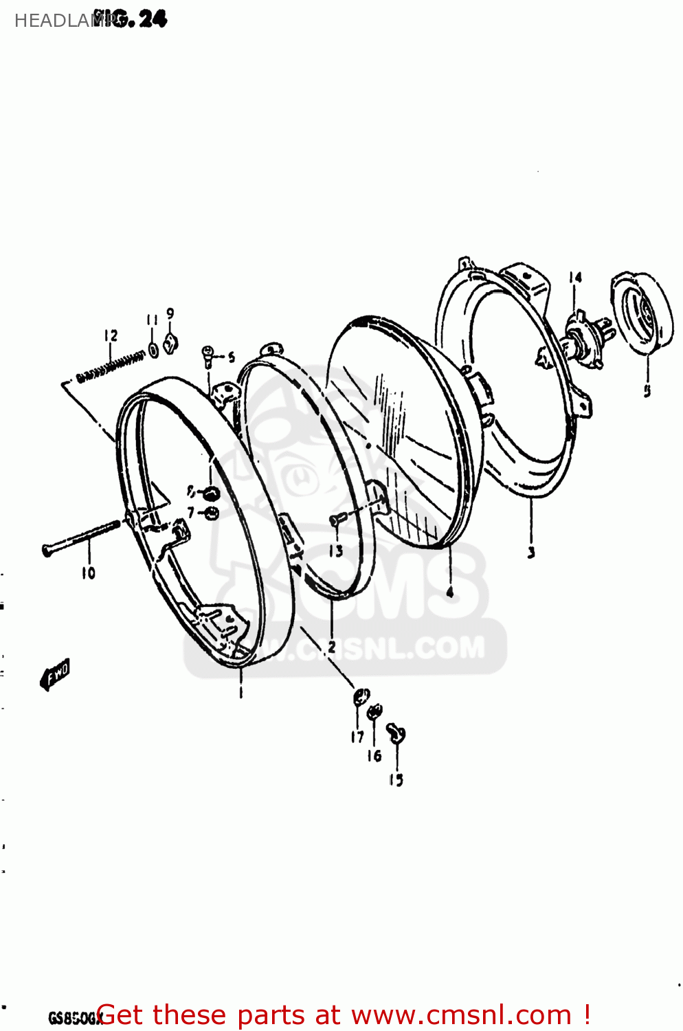 HEADLAMP GS850G 1980 (T) USA (E03)