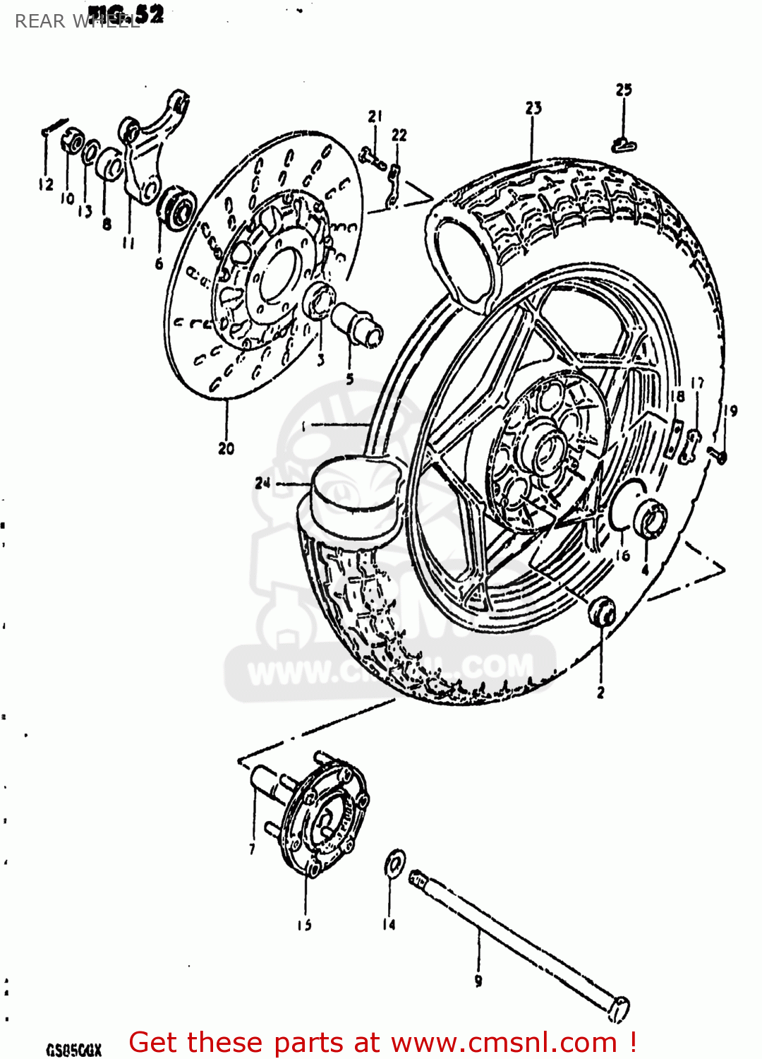 REAR WHEEL GS850G 1980 (T) USA (E03)