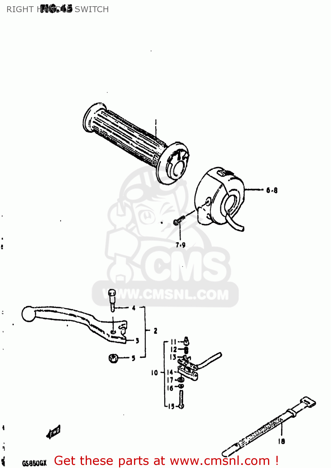 RIGHT HANDLE SWITCH GS850G 1980 (T) USA (E03)