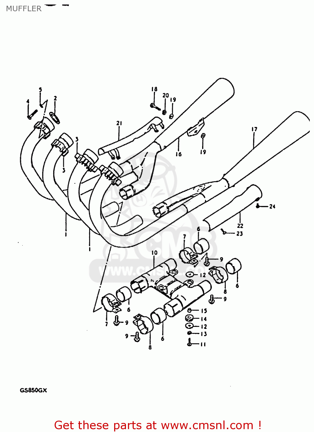 MUFFLER GS850G 1981 (X) (E01 E02 E04 E17 E18 E21 E22 E24 E25 E26 E34 E39