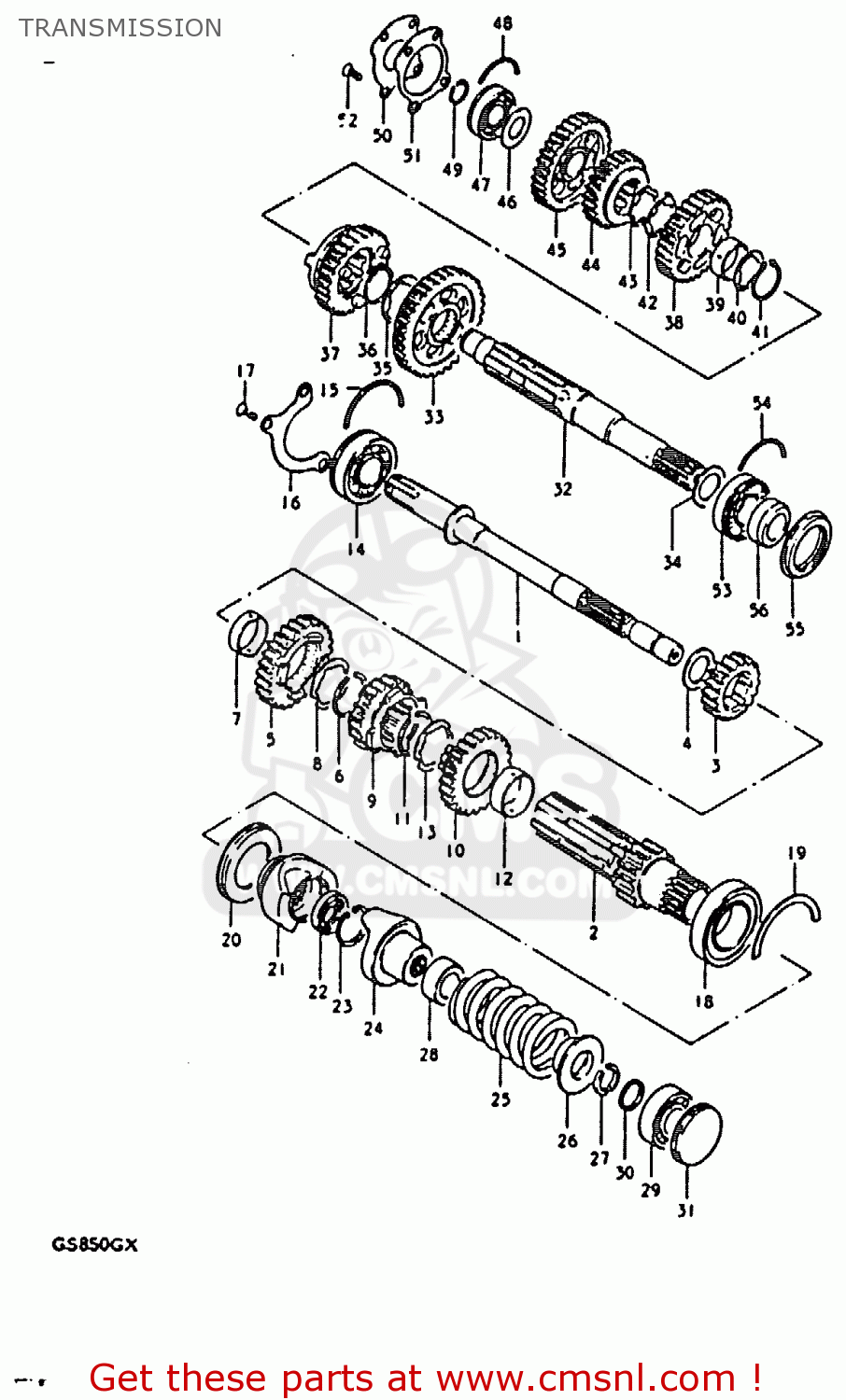 TRANSMISSION GS850G 1981 (X) (E01 E02 E04 E17 E18 E21 E22 E24 E25 E26 E34 E39