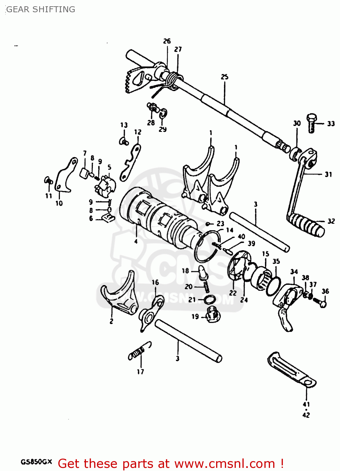 GEAR SHIFTING GS850G 1981 (X) (E01 E02 E04 E17 E18 E21 E22 E24 E25 E26 E34 E39