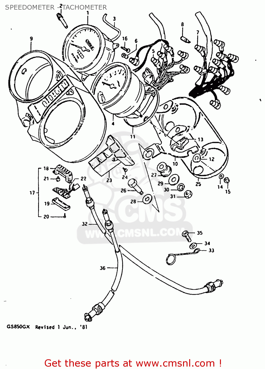 SPEEDOMETER - TACHOMETER GS850G 1981 (X) (E01 E02 E04 E17 E18 E21 E22 E24 E25 E26 E34 E39