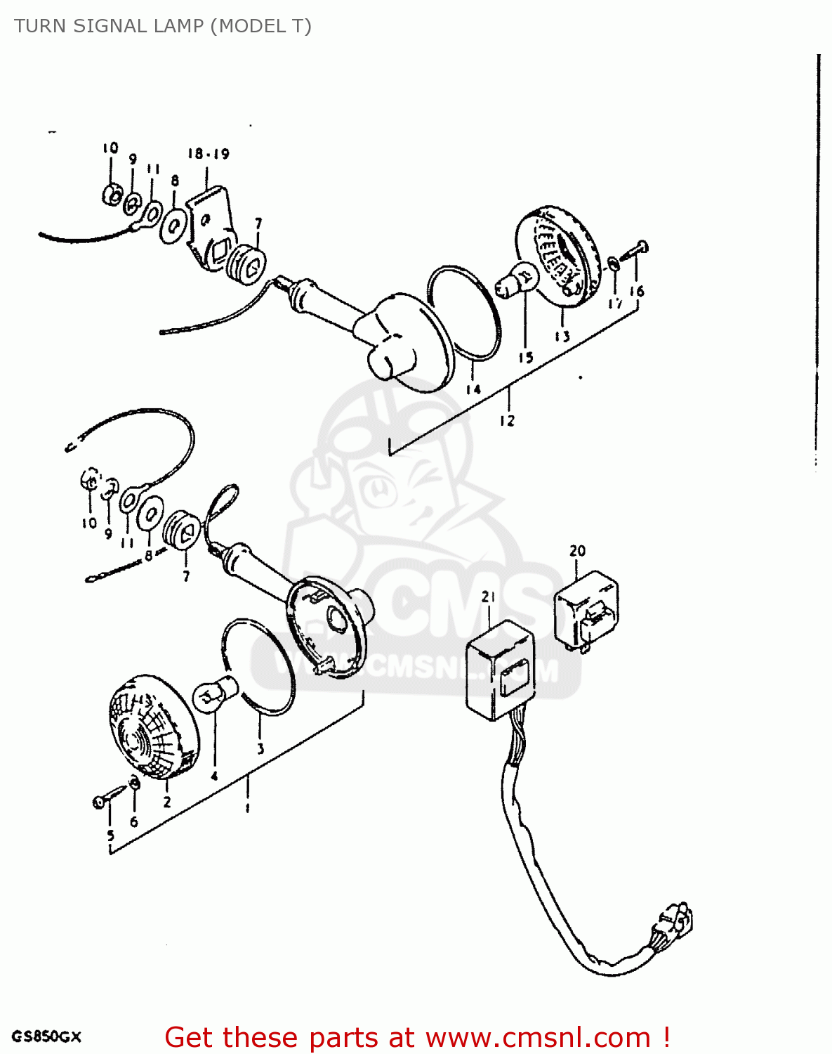 TURN SIGNAL LAMP (MODEL T) GS850G 1981 (X) (E01 E02 E04 E17 E18 E21 E22 E24 E25 E26 E34 E39