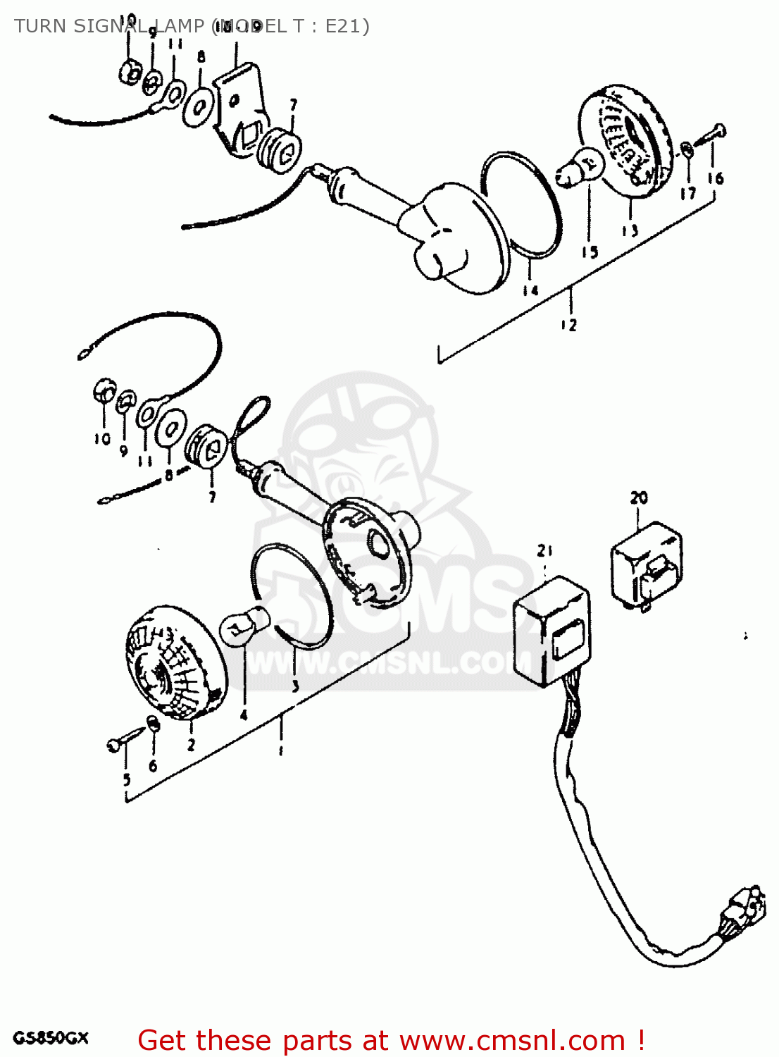 TURN SIGNAL LAMP (MODEL T : E21) GS850G 1981 (X) (E01 E02 E04 E17 E18 E21 E22 E24 E25 E26 E34 E39