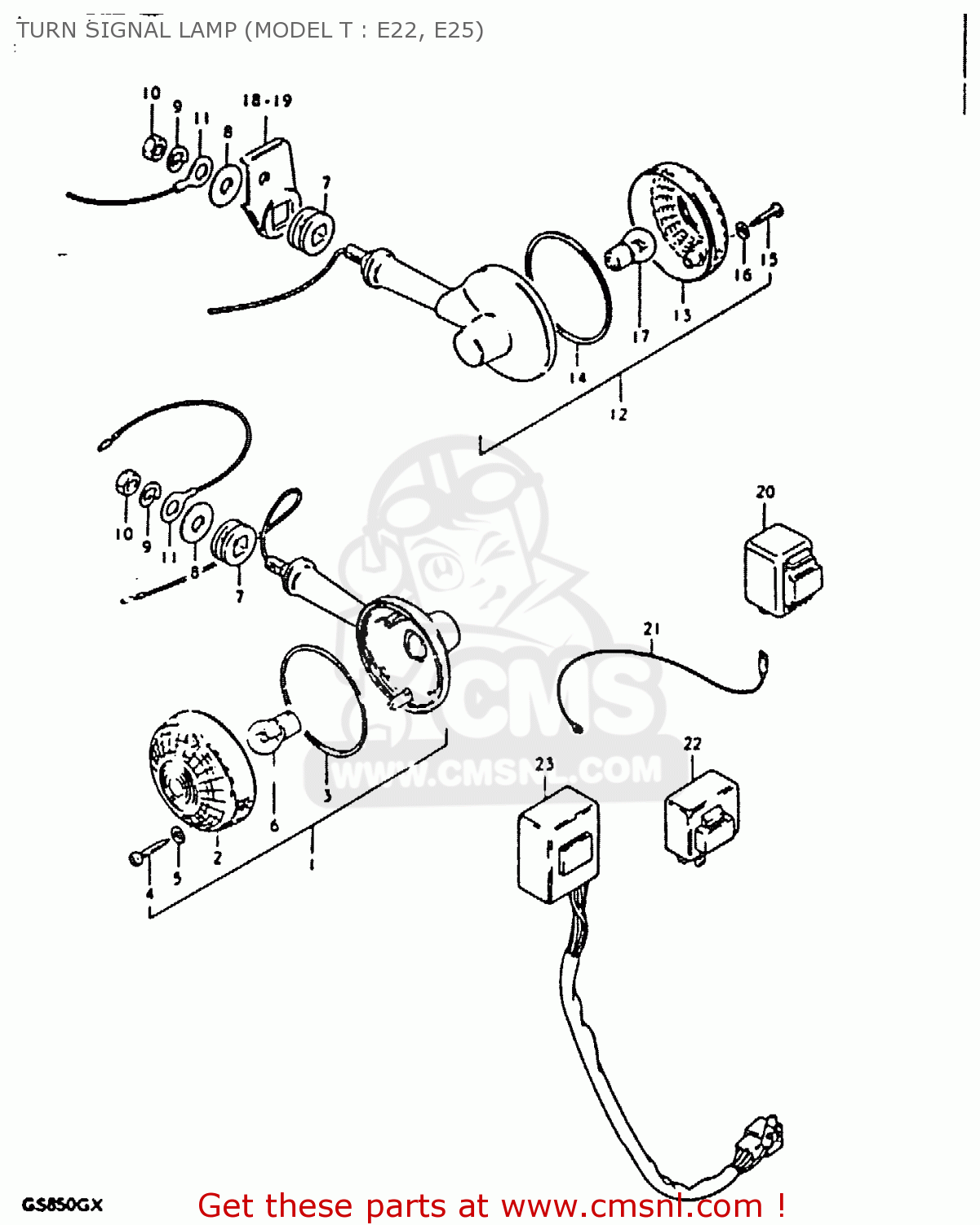 TURN SIGNAL LAMP (MODEL T : E22, E25) GS850G 1981 (X) (E01 E02 E04 E17 E18 E21 E22 E24 E25 E26 E34 E39