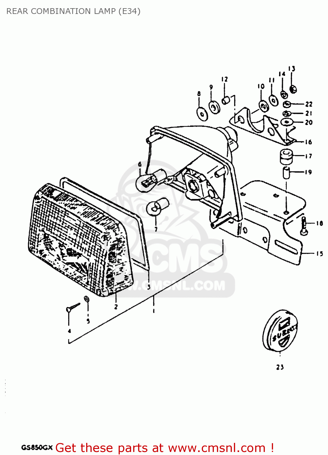 REAR COMBINATION LAMP (E34) GS850G 1981 (X) (E01 E02 E04 E17 E18 E21 E22 E24 E25 E26 E34 E39