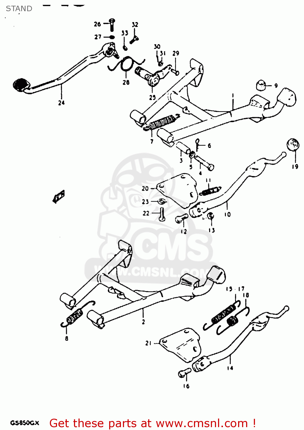 STAND GS850G 1981 (X) (E01 E02 E04 E17 E18 E21 E22 E24 E25 E26 E34 E39