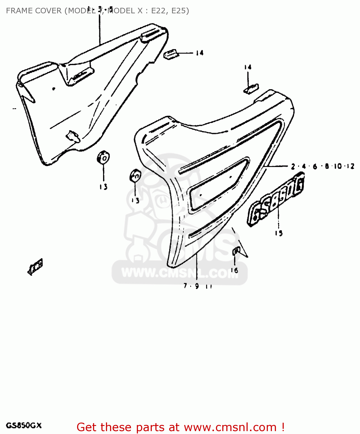 FRAME COVER (MODEL T, MODEL X : E22, E25) GS850G 1981 (X) (E01 E02 E04 E17 E18 E21 E22 E24 E25 E26 E34 E39