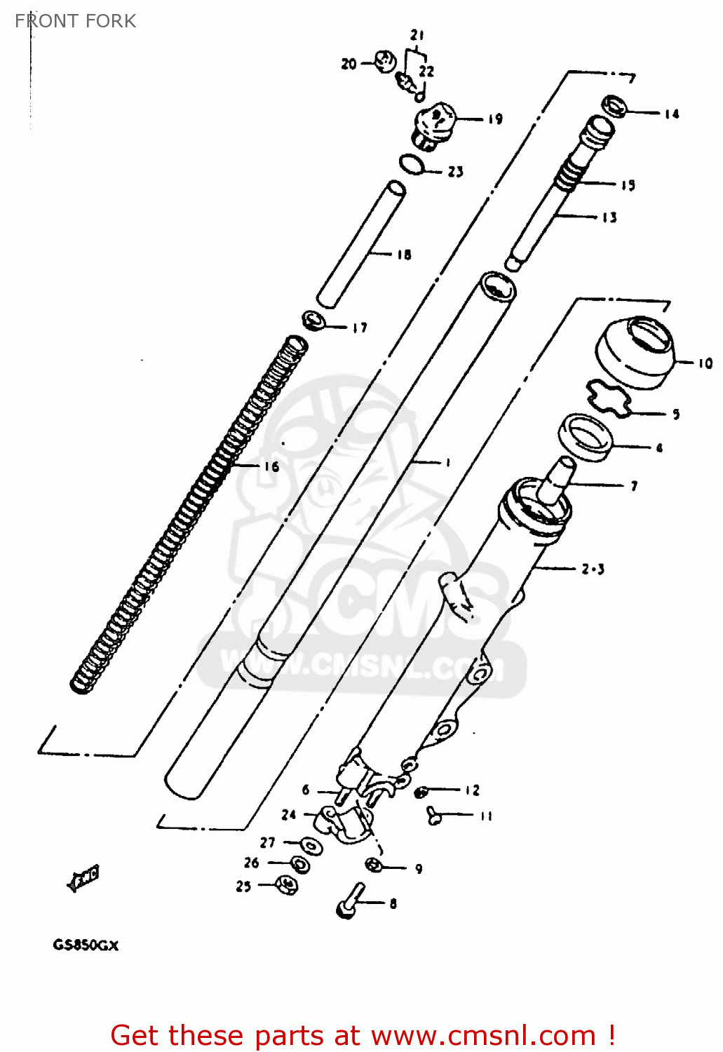 FRONT FORK GS850G 1981 (X) (E01 E02 E04 E17 E18 E21 E22 E24 E25 E26 E34 E39