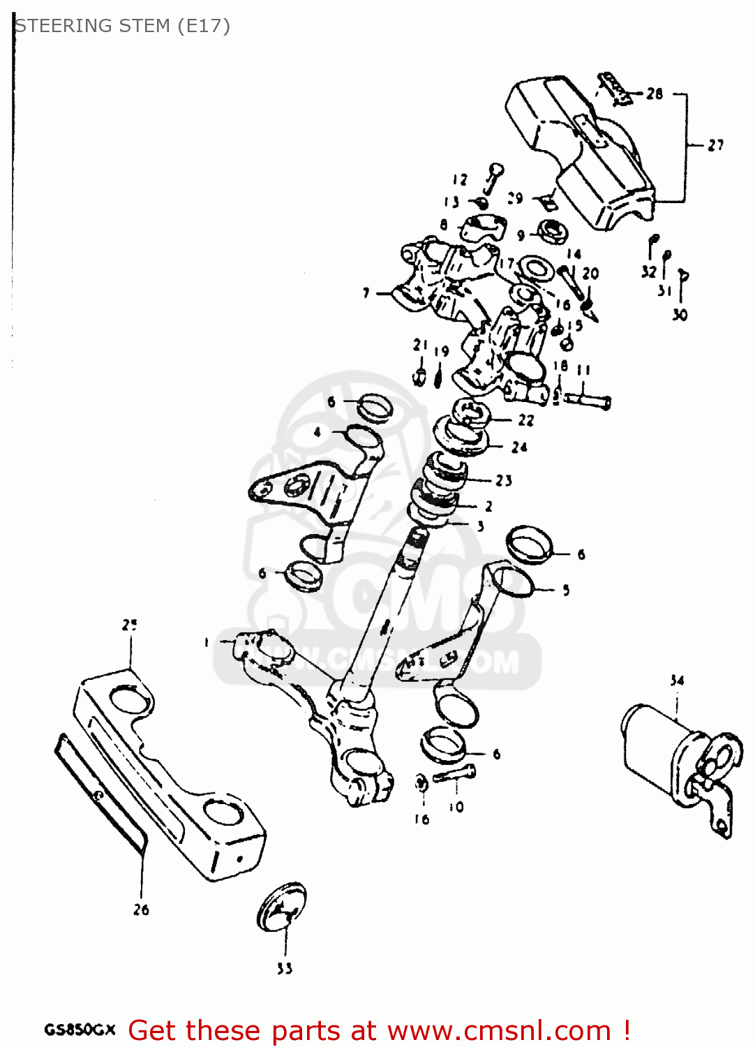 STEERING STEM (E17) GS850G 1981 (X) (E01 E02 E04 E17 E18 E21 E22 E24 E25 E26 E34 E39
