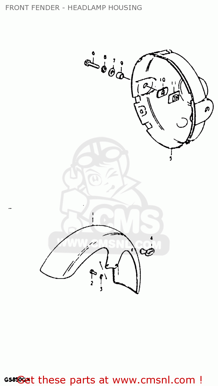 FRONT FENDER - HEADLAMP HOUSING GS850G 1981 (X) (E01 E02 E04 E17 E18 E21 E22 E24 E25 E26 E34 E39