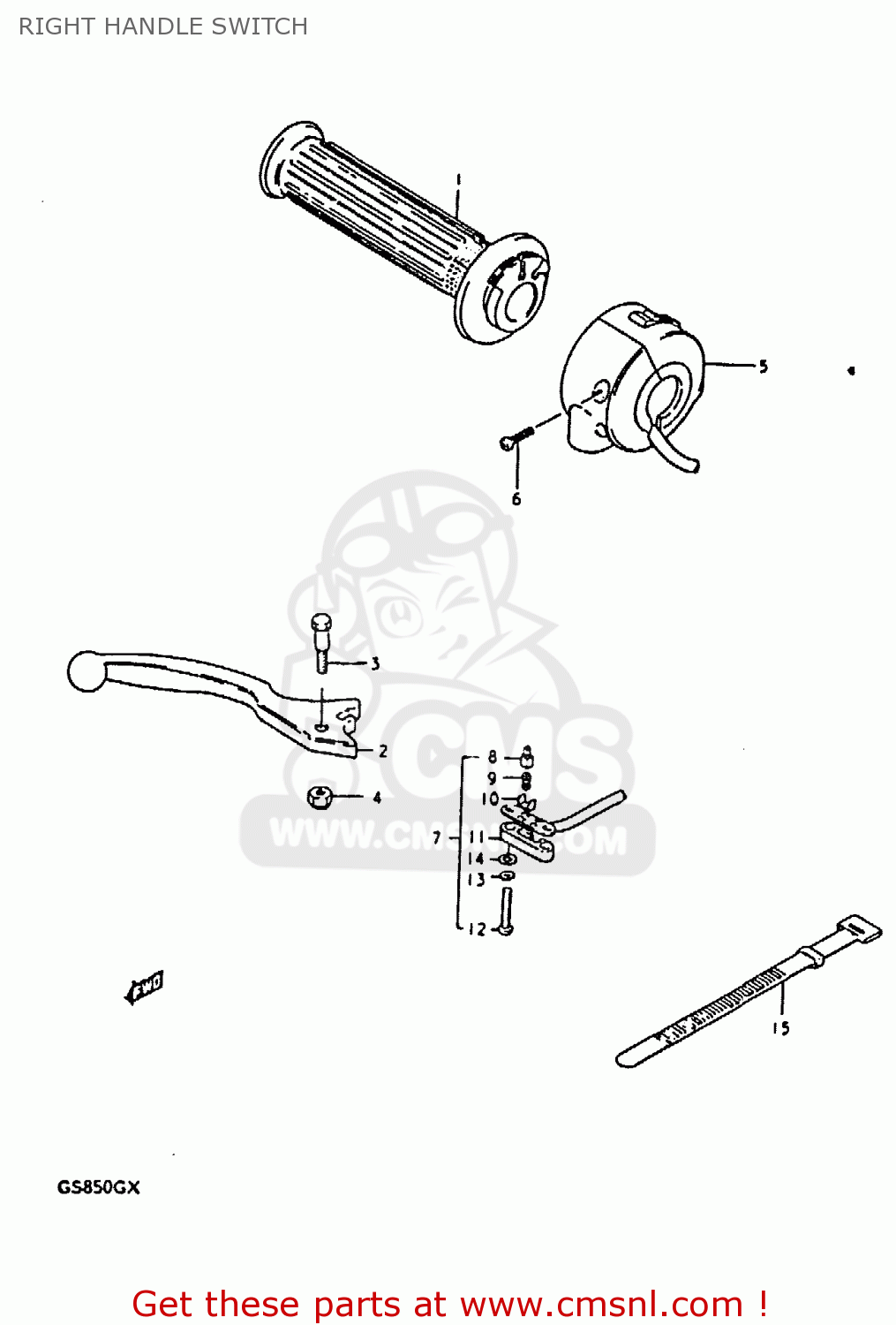RIGHT HANDLE SWITCH GS850G 1981 (X) (E01 E02 E04 E17 E18 E21 E22 E24 E25 E26 E34 E39