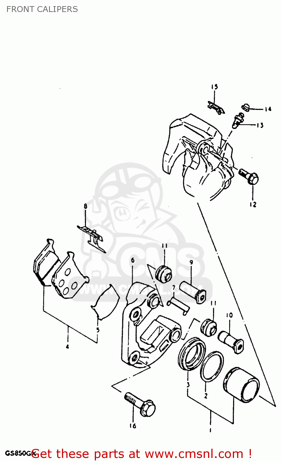 FRONT CALIPERS GS850G 1981 (X) (E01 E02 E04 E17 E18 E21 E22 E24 E25 E26 E34 E39