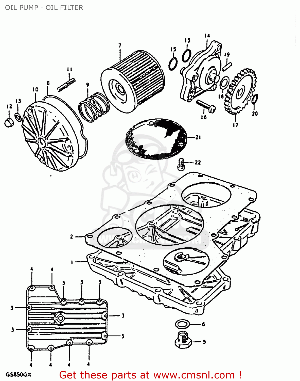 OIL PUMP - OIL FILTER GS850G 1981 (X) (E01 E02 E04 E17 E18 E21 E22 E24 E25 E26 E34 E39