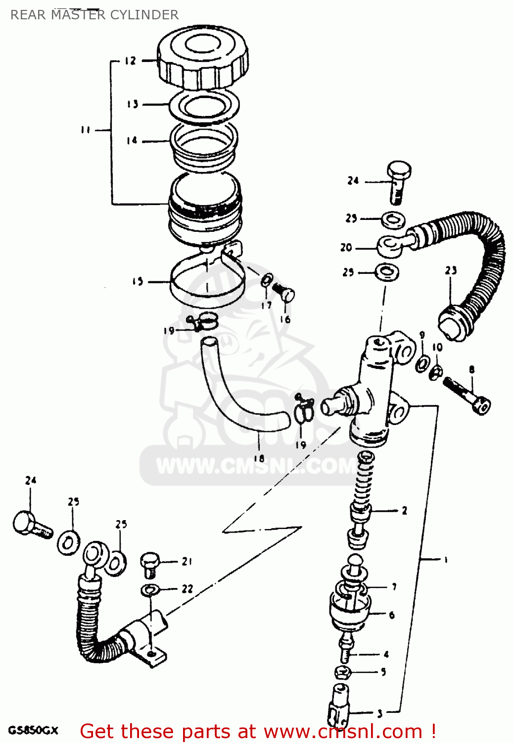 REAR MASTER CYLINDER GS850G 1981 (X) (E01 E02 E04 E17 E18 E21 E22 E24 E25 E26 E34 E39
