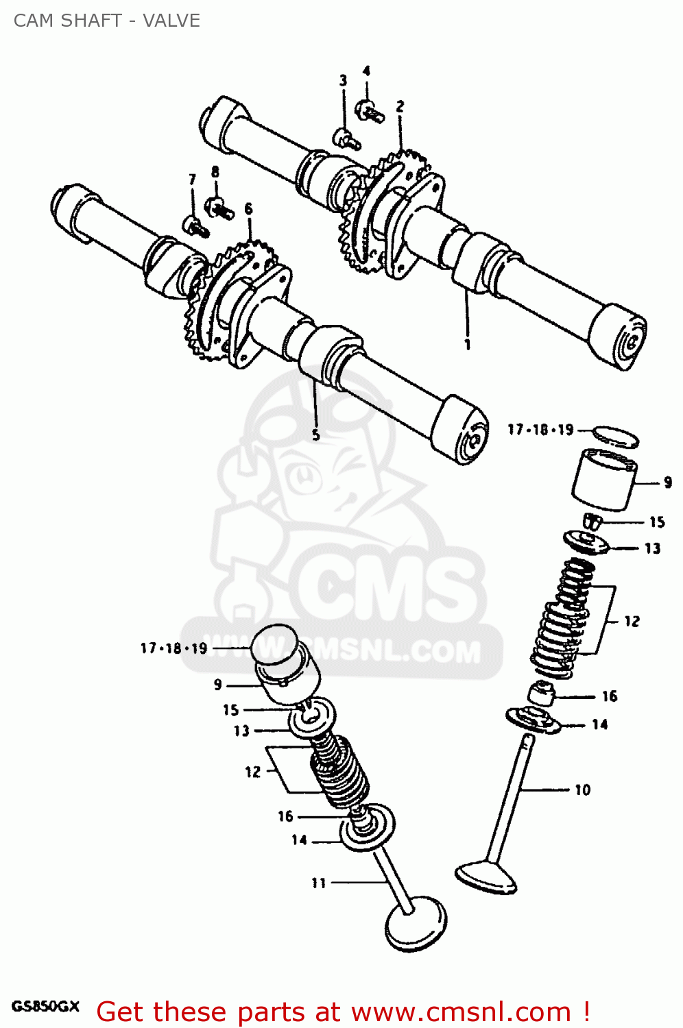 CAM SHAFT - VALVE GS850G 1981 (X) (E01 E02 E04 E17 E18 E21 E22 E24 E25 E26 E34 E39