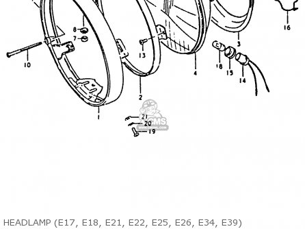 HEADLAMP (E17, E18, E21, E22, E25, E26, E34, E39) - GS850G 1981 (X) (E01 E02 E04 E17 E18 E21 E22 E24 E25 E26 E34 E39