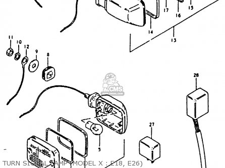 TURN SIGNAL LAMP (MODEL X : E18, E26) - GS850G 1981 (X) (E01 E02 E04 E17 E18 E21 E22 E24 E25 E26 E34 E39