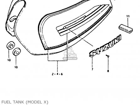 FUEL TANK (MODEL X) - GS850G 1981 (X) (E01 E02 E04 E17 E18 E21 E22 E24 E25 E26 E34 E39