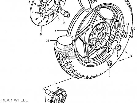 REAR WHEEL - GS850G 1981 (X) (E01 E02 E04 E17 E18 E21 E22 E24 E25 E26 E34 E39