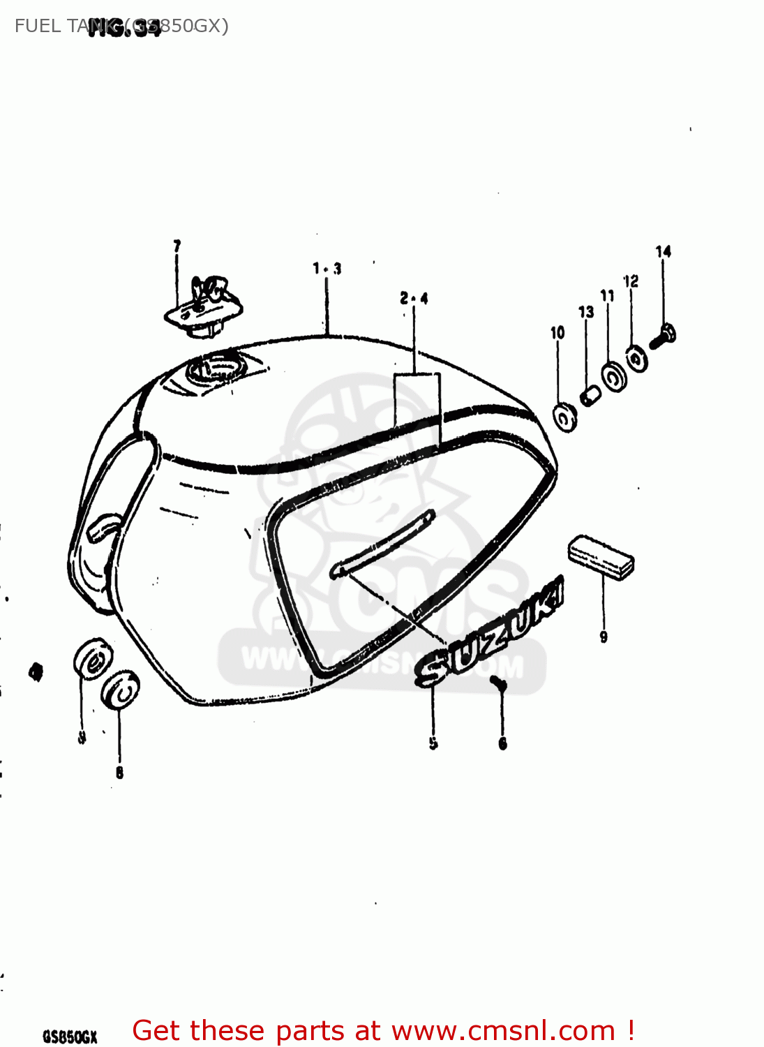 FUEL TANK (GS850GX) GS850G 1981 (X) USA (E03)