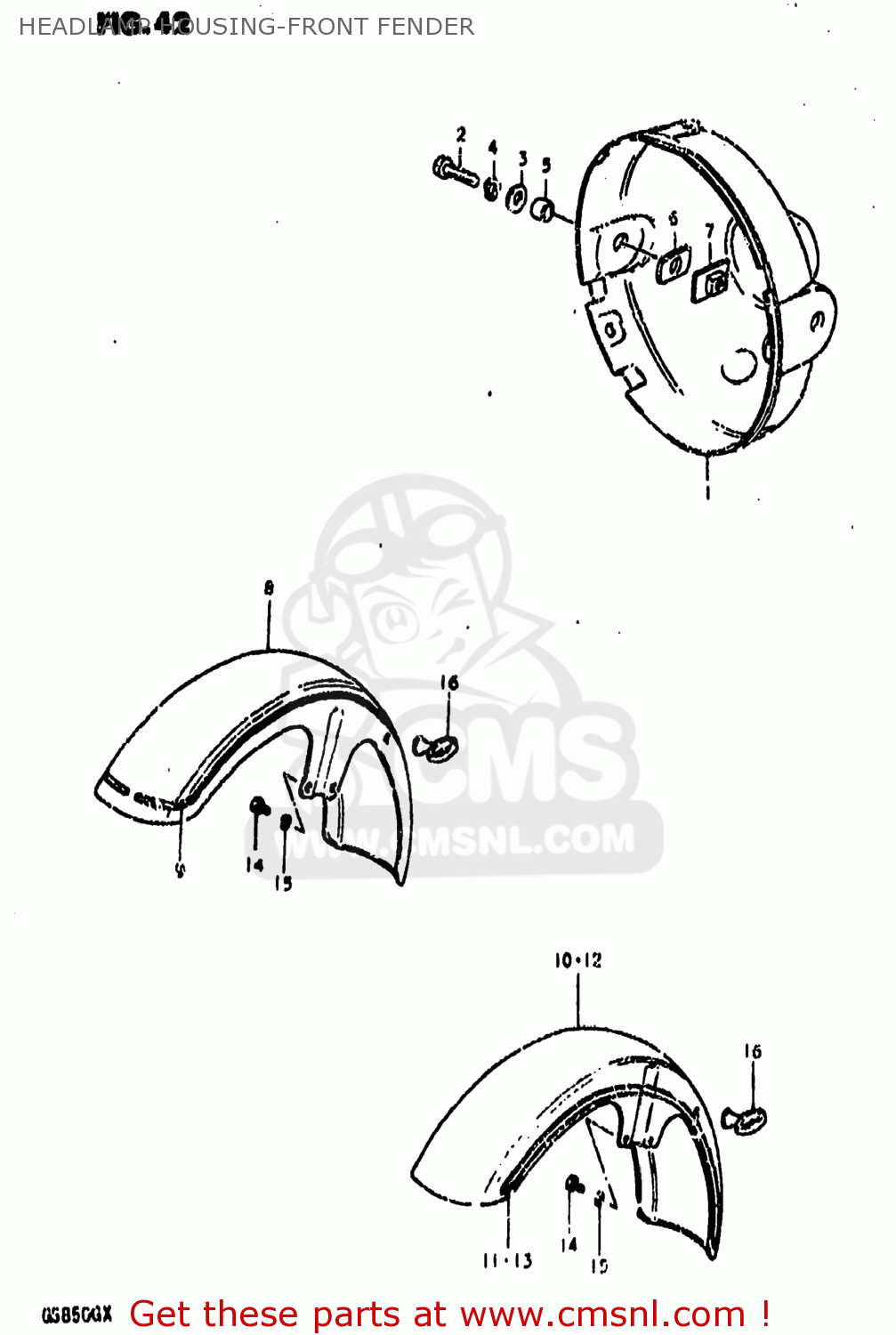 HEADLAMP HOUSING-FRONT FENDER GS850G 1981 (X) USA (E03)