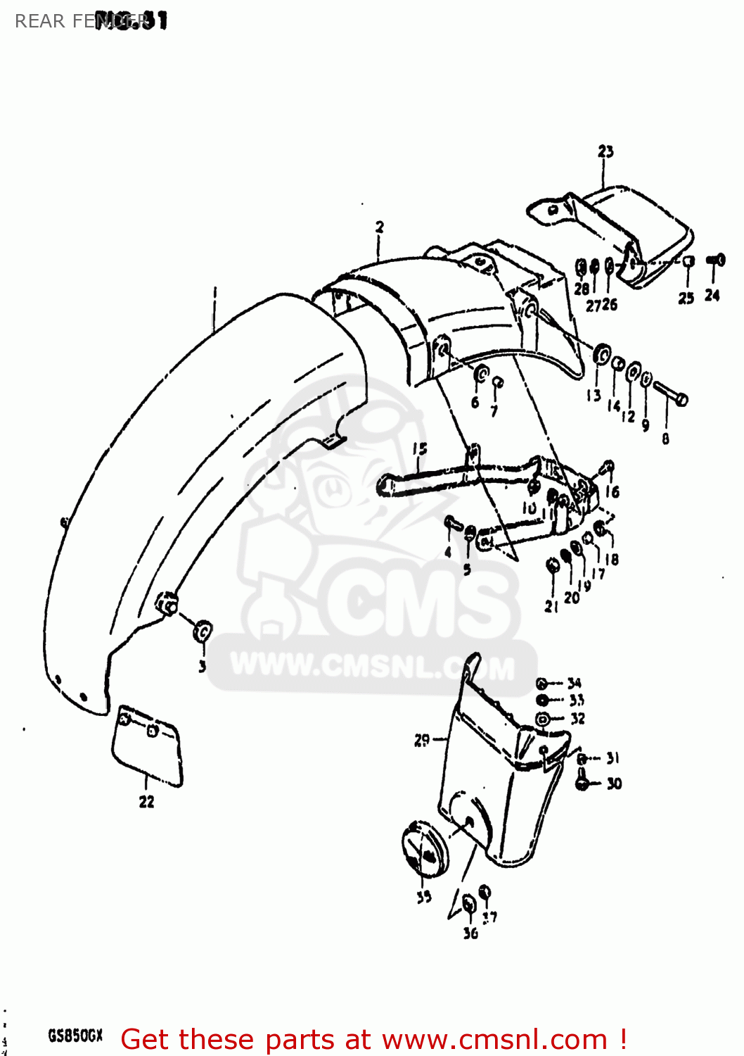 REAR FENDER GS850G 1981 (X) USA (E03)