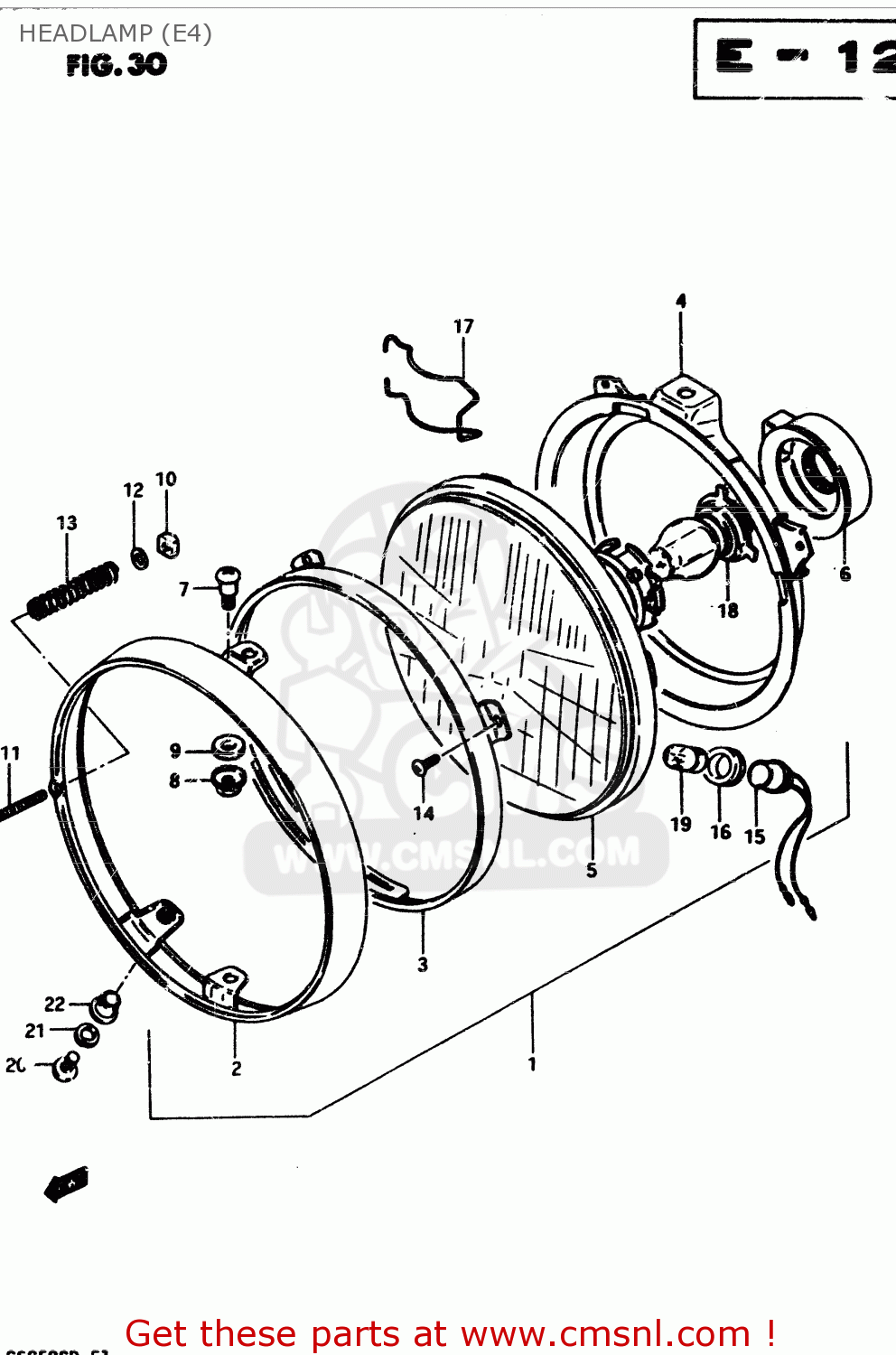 HEADLAMP (E4) GS850G 1982 (Z) GENERAL EXPORT (E01)