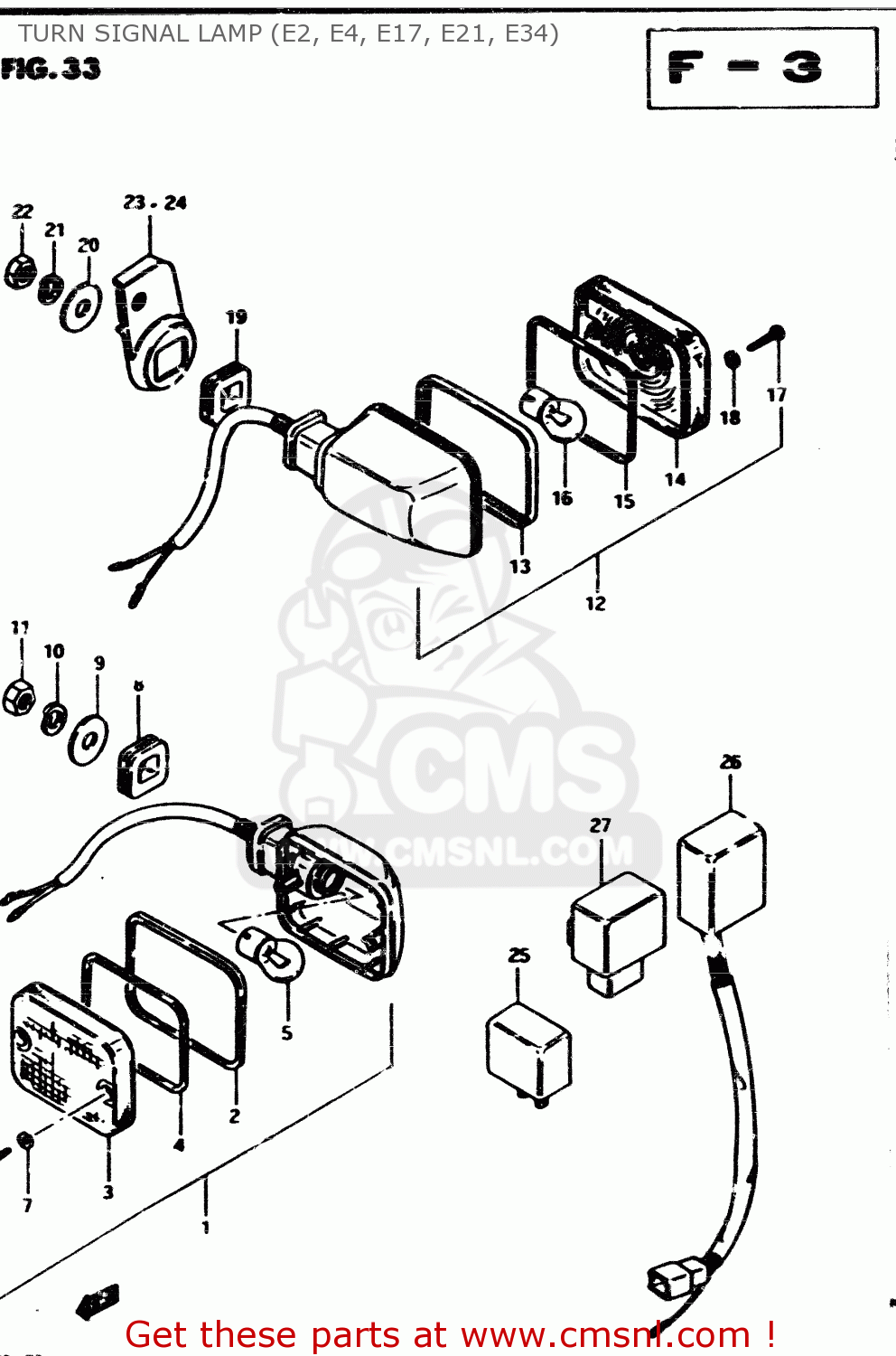 TURN SIGNAL LAMP (E2, E4, E17, E21, E34) GS850G 1982 (Z) GENERAL EXPORT (E01)