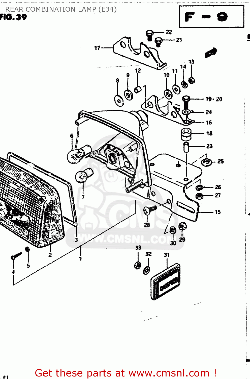 REAR COMBINATION LAMP (E34) GS850G 1982 (Z) GENERAL EXPORT (E01)