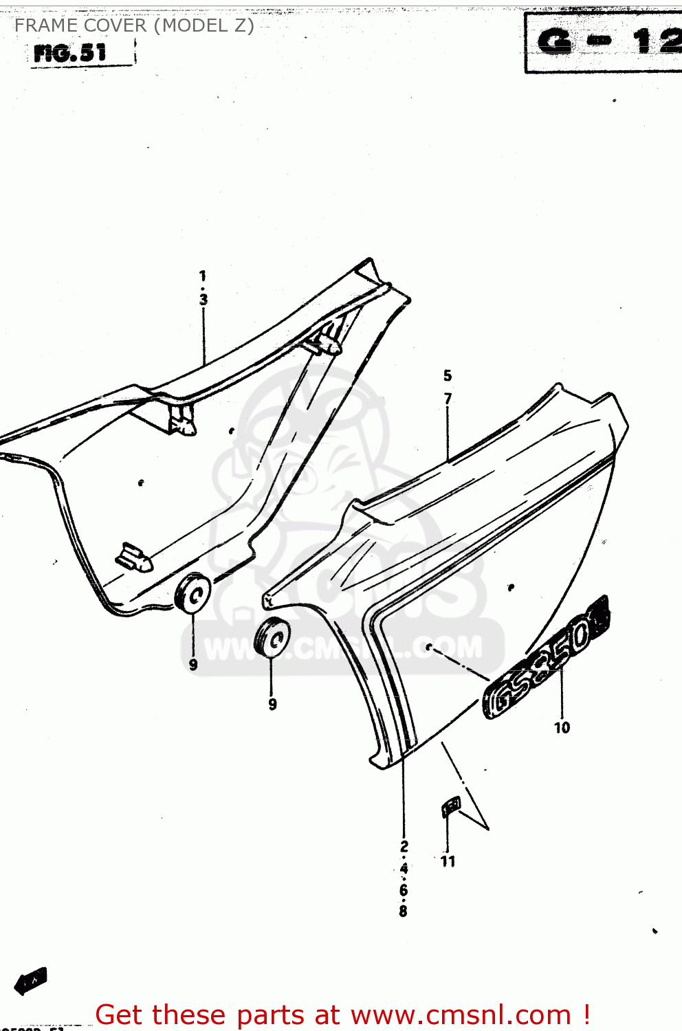 FRAME COVER (MODEL Z) GS850G 1982 (Z) GENERAL EXPORT (E01)