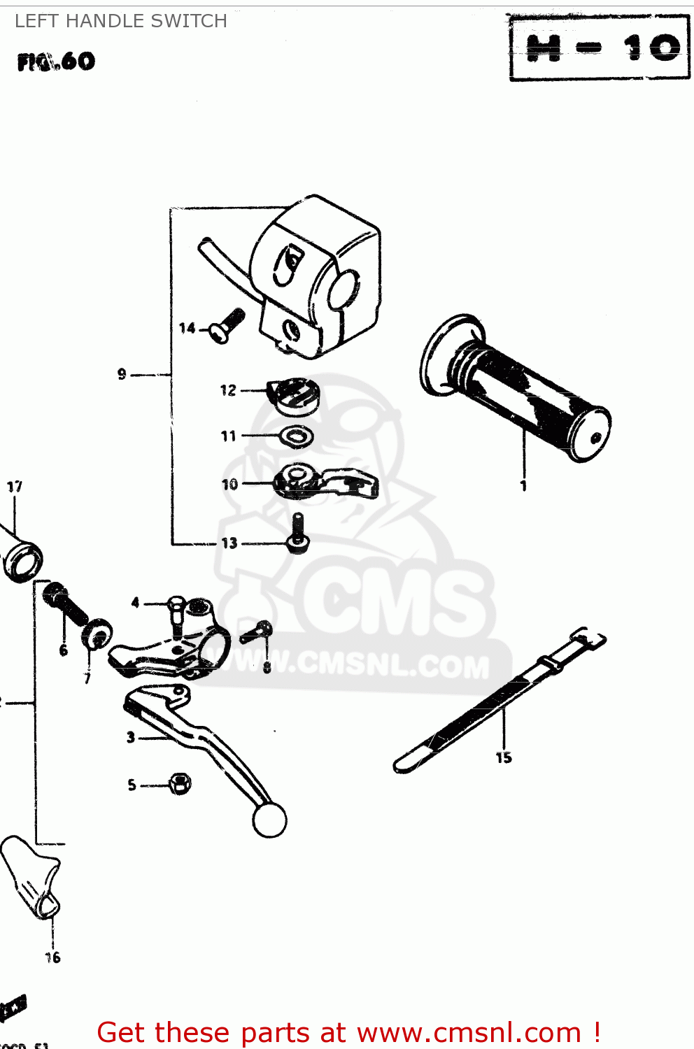 LEFT HANDLE SWITCH GS850G 1982 (Z) GENERAL EXPORT (E01)