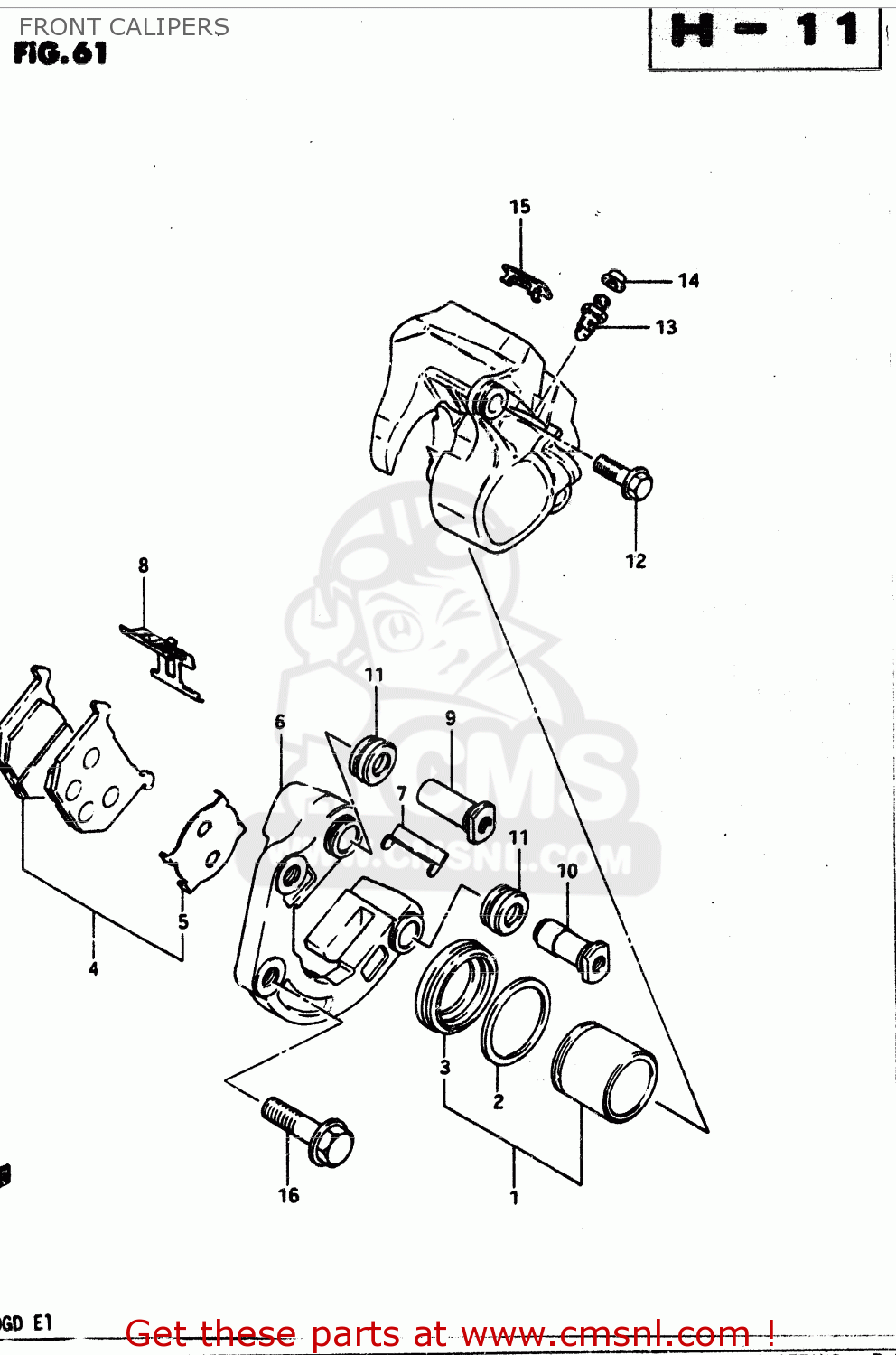 FRONT CALIPERS GS850G 1982 (Z) GENERAL EXPORT (E01)