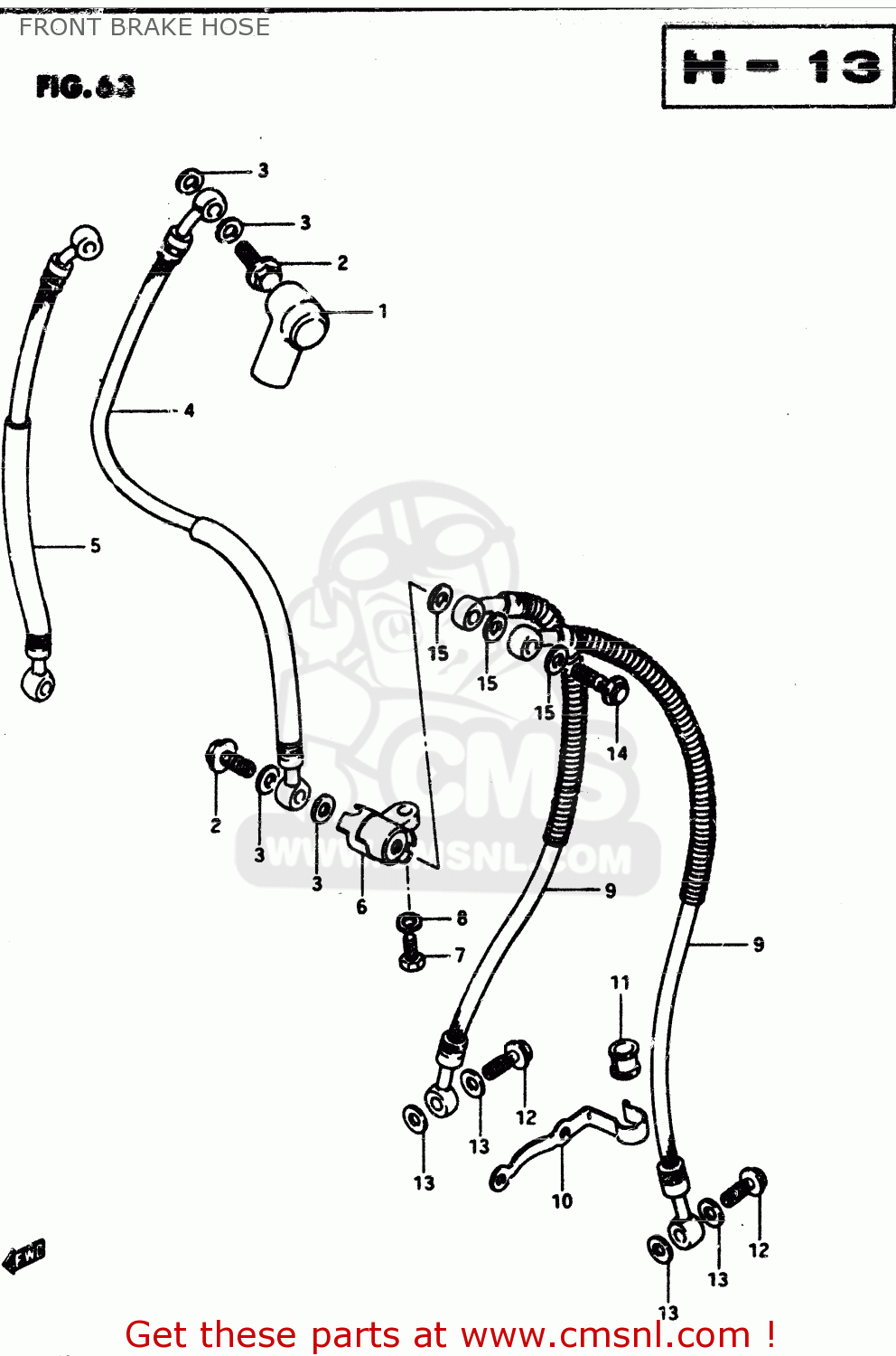 FRONT BRAKE HOSE GS850G 1982 (Z) GENERAL EXPORT (E01)