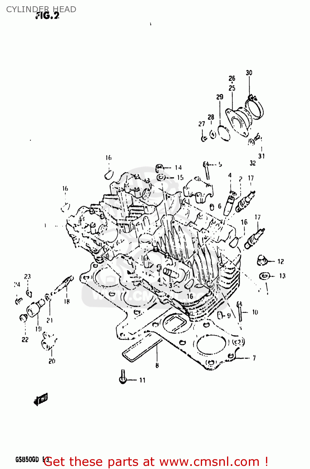CYLINDER HEAD GS850G 1982 (Z) USA (E03)