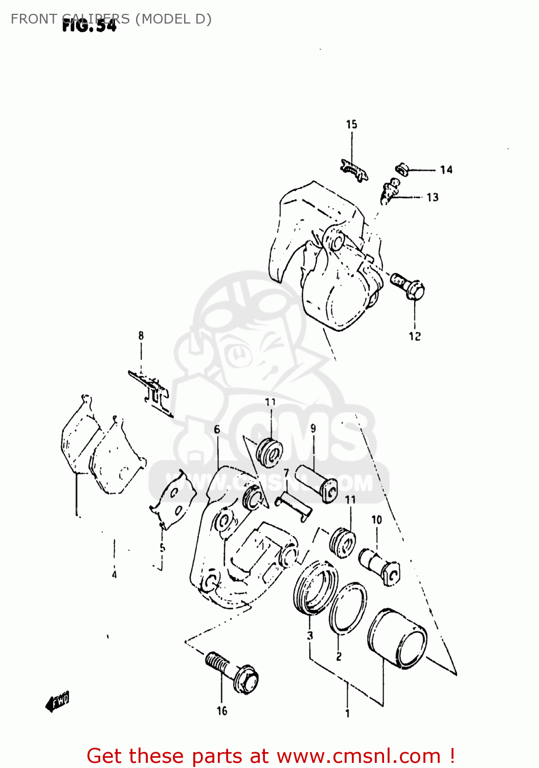 FRONT CALIPERS (MODEL D) GS850G 1982 (Z) USA (E03)