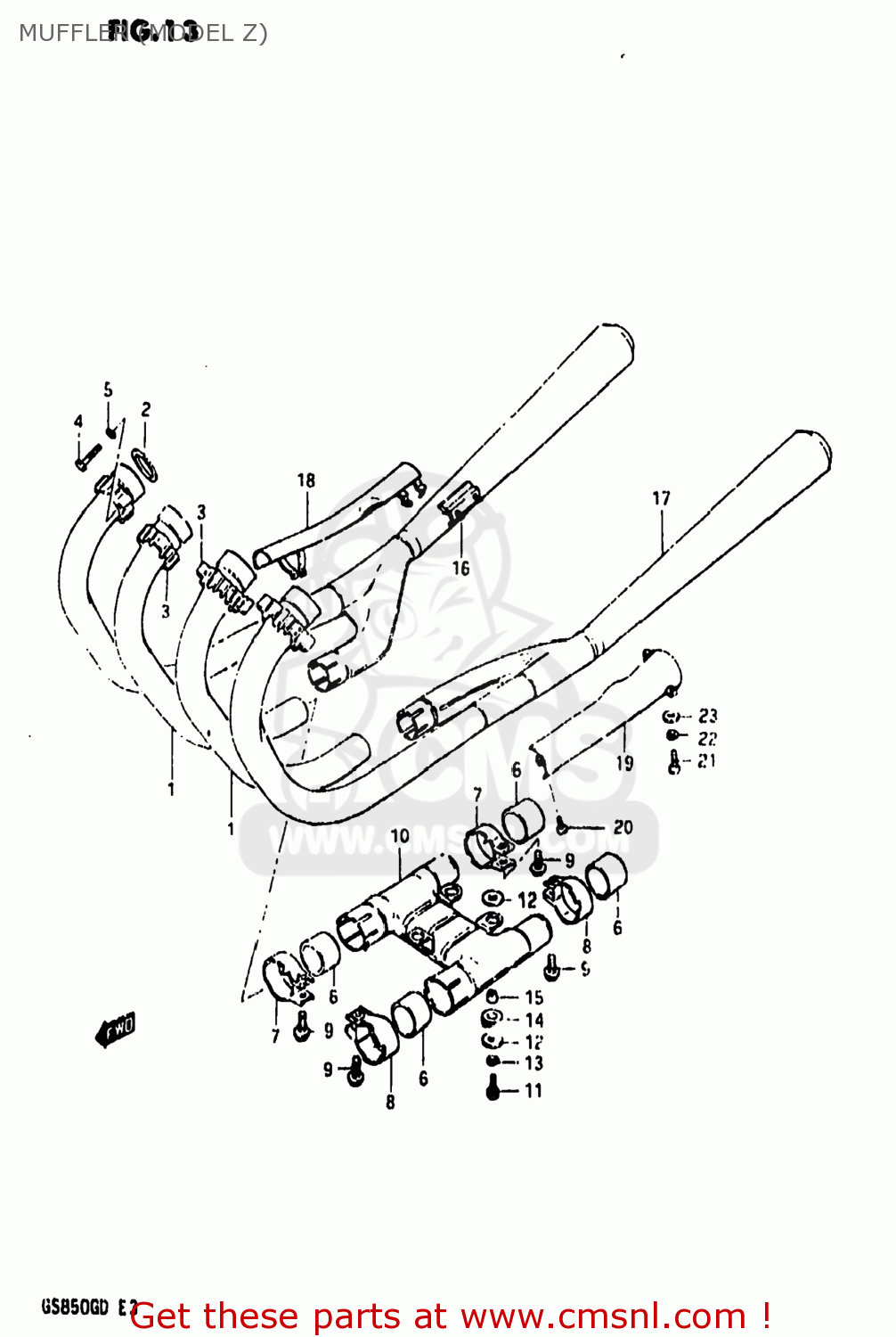 MUFFLER (MODEL Z) GS850G 1982 (Z) USA (E03)