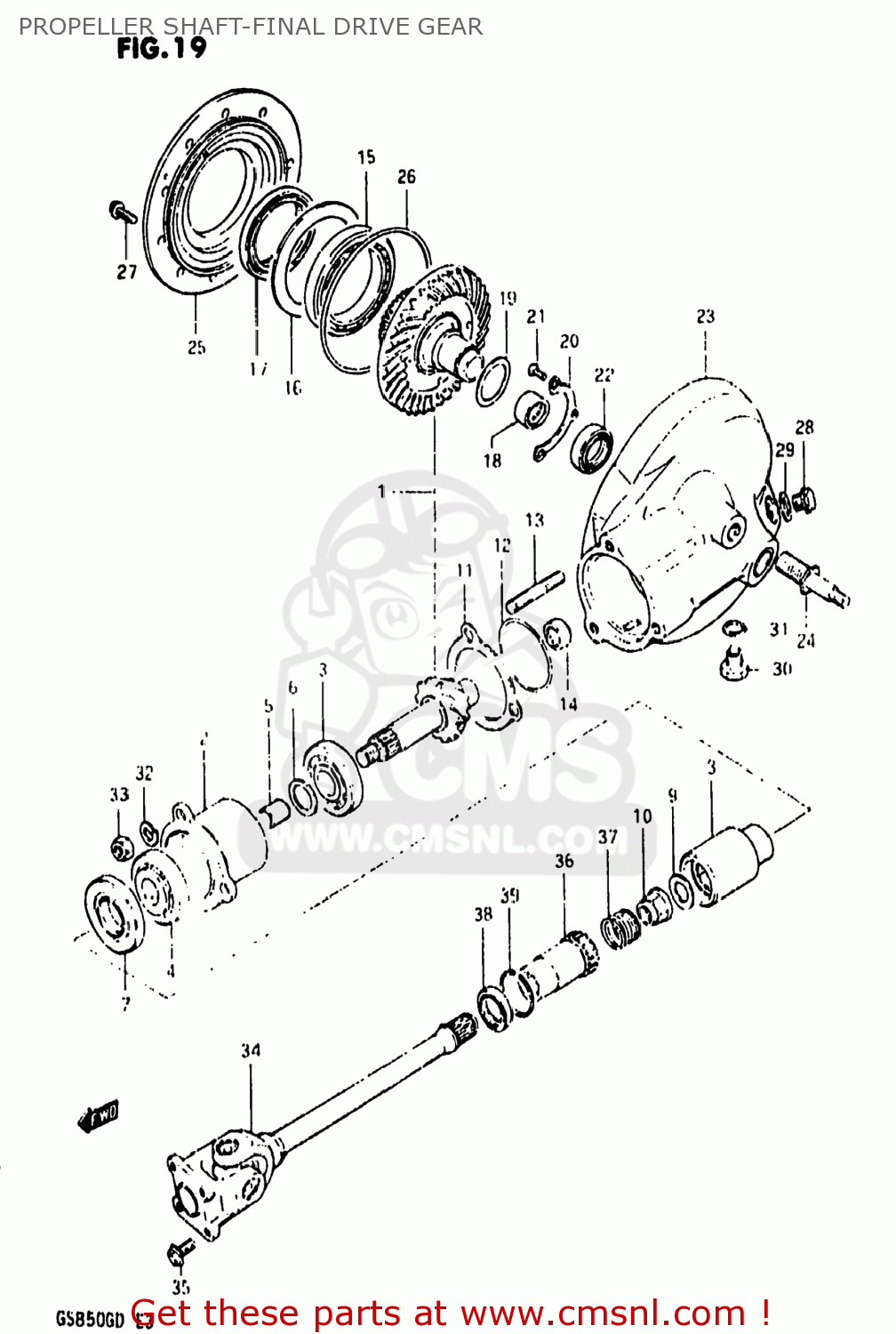 PROPELLER SHAFT-FINAL DRIVE GEAR GS850G 1982 (Z) USA (E03)