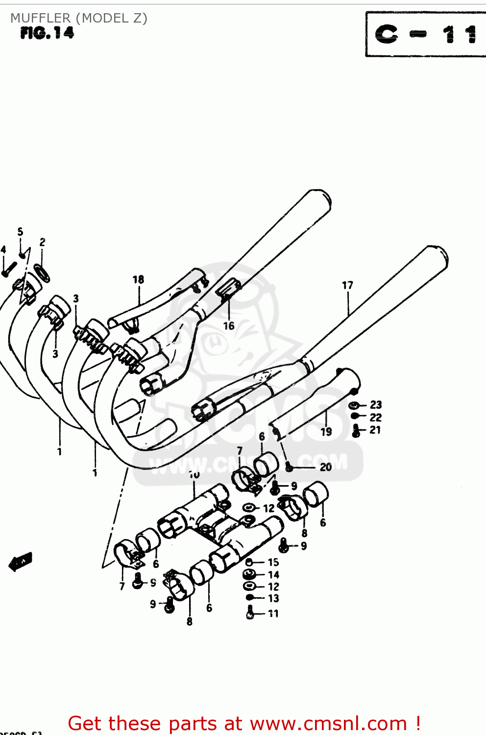 MUFFLER (MODEL Z) GS850G 1983 (D) GENERAL EXPORT (E01)