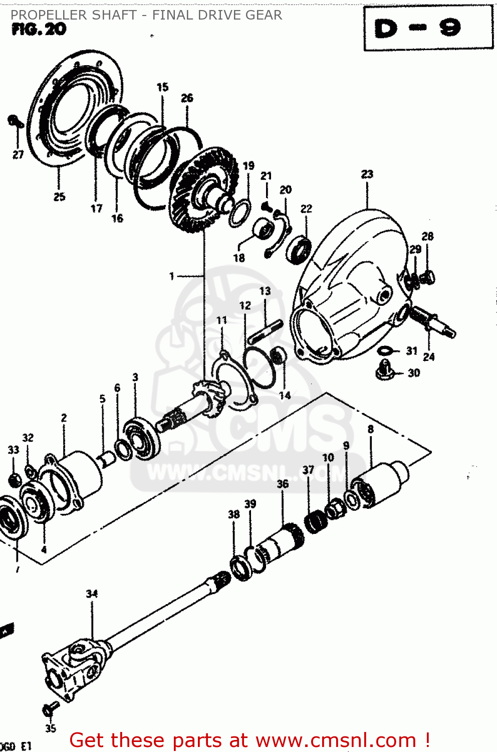 PROPELLER SHAFT - FINAL DRIVE GEAR GS850G 1983 (D) GENERAL EXPORT (E01)
