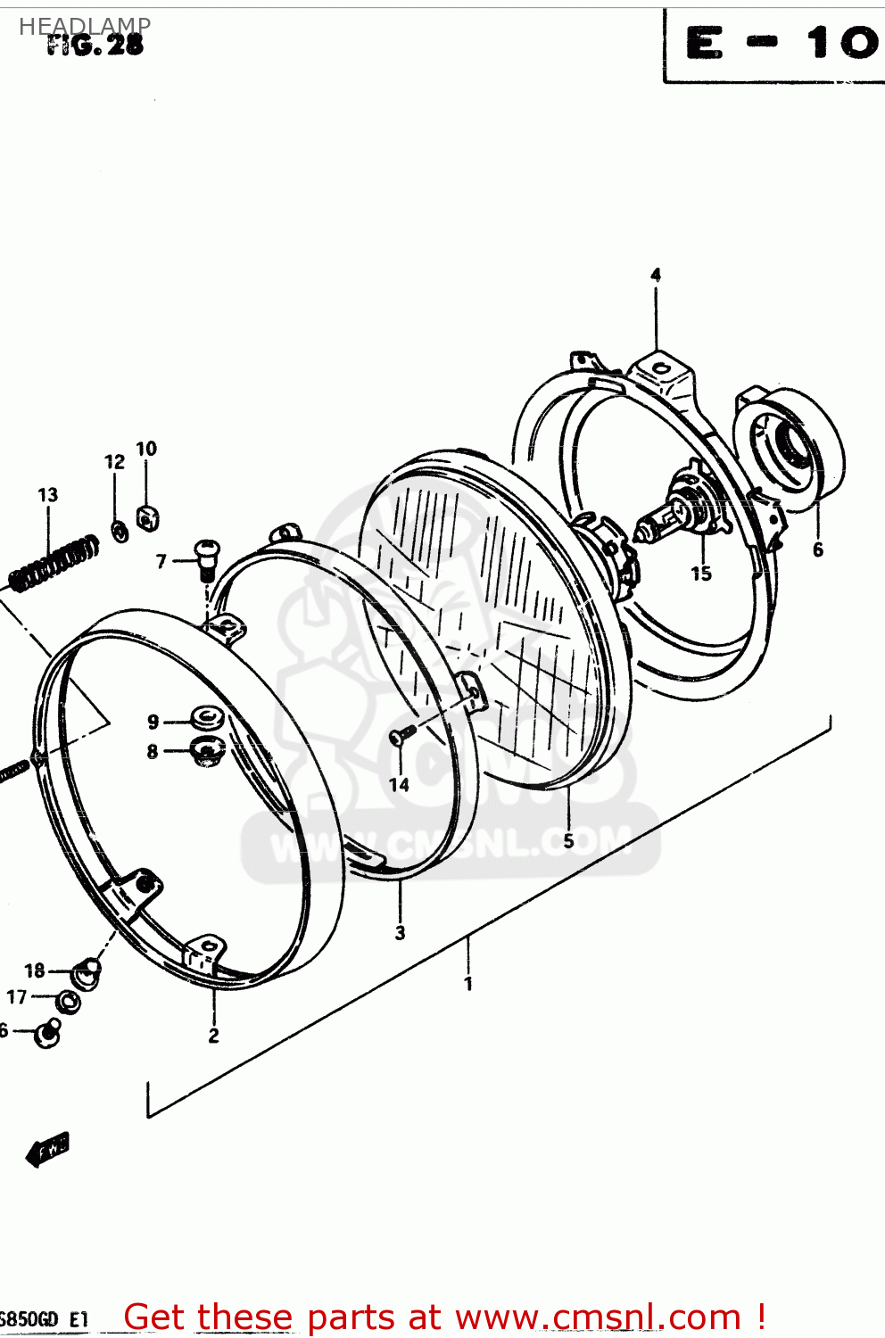 HEADLAMP GS850G 1983 (D) GENERAL EXPORT (E01)
