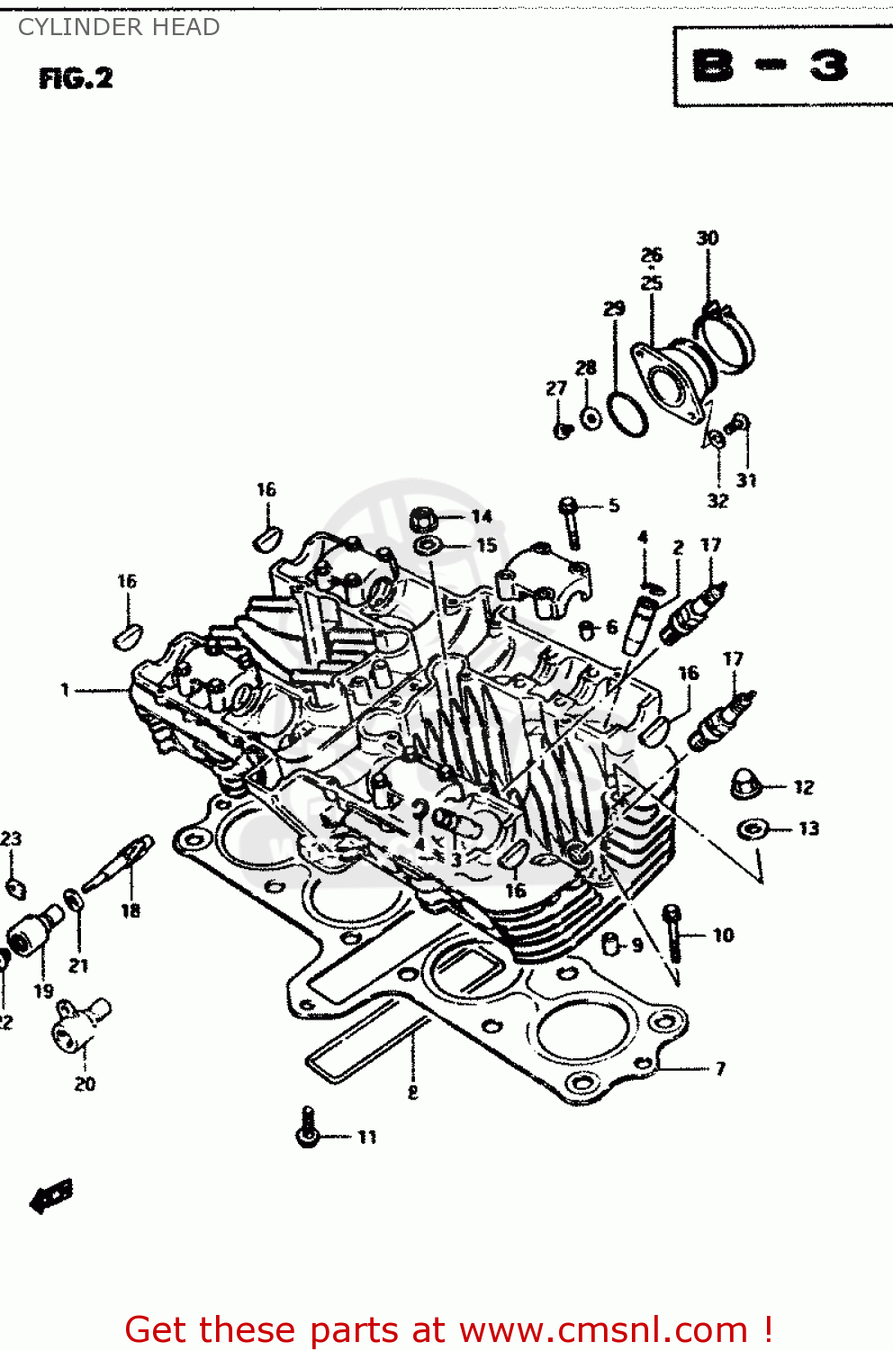 CYLINDER HEAD GS850G 1983 (D) GENERAL EXPORT (E01)